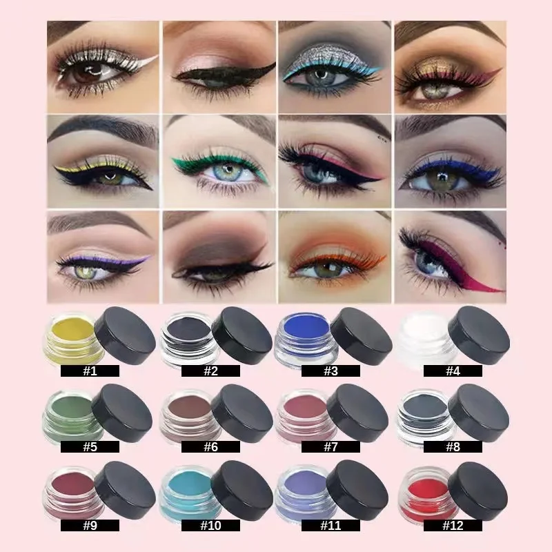 private label Gel Eye Liner 12 Colour Vegan Make Up Eyeliner Private Label Gel Eyeliner Waterproof with logo
