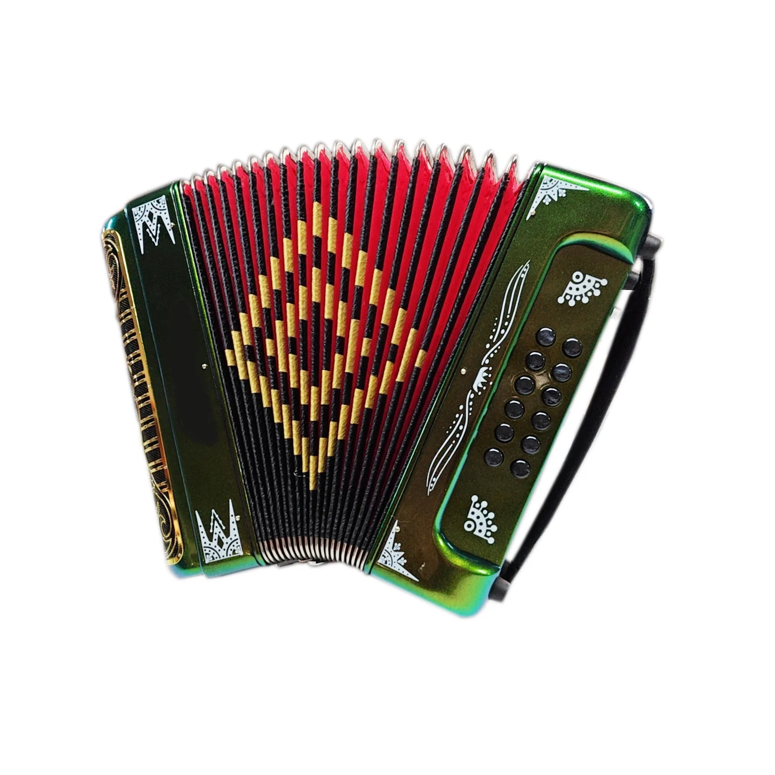 SEASOUND OEM 34 Buttons 12 Bass 5 Registers Green Orange Chameleon Accordion Instrument Black Silver Grill Acordeon JB3412D