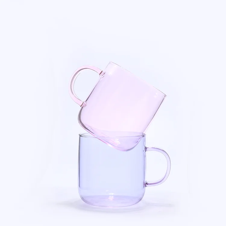 Borosilicate Sublimation Glass Cup Glass Tea Cups Water Cup With Handle Custom Colored Glass Mugs