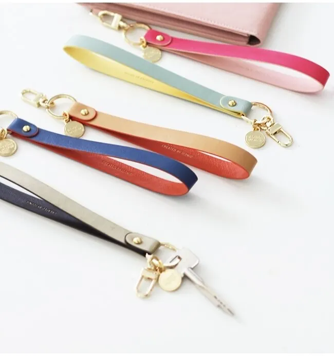 luxury leather keychain camera wrist wallet hand straps