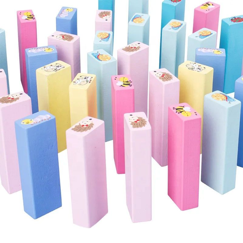 Wooden Toppling Tumbling Tower Cognitive Building Wooden Tower Stacking Blocks Board Games with Dice for Kids