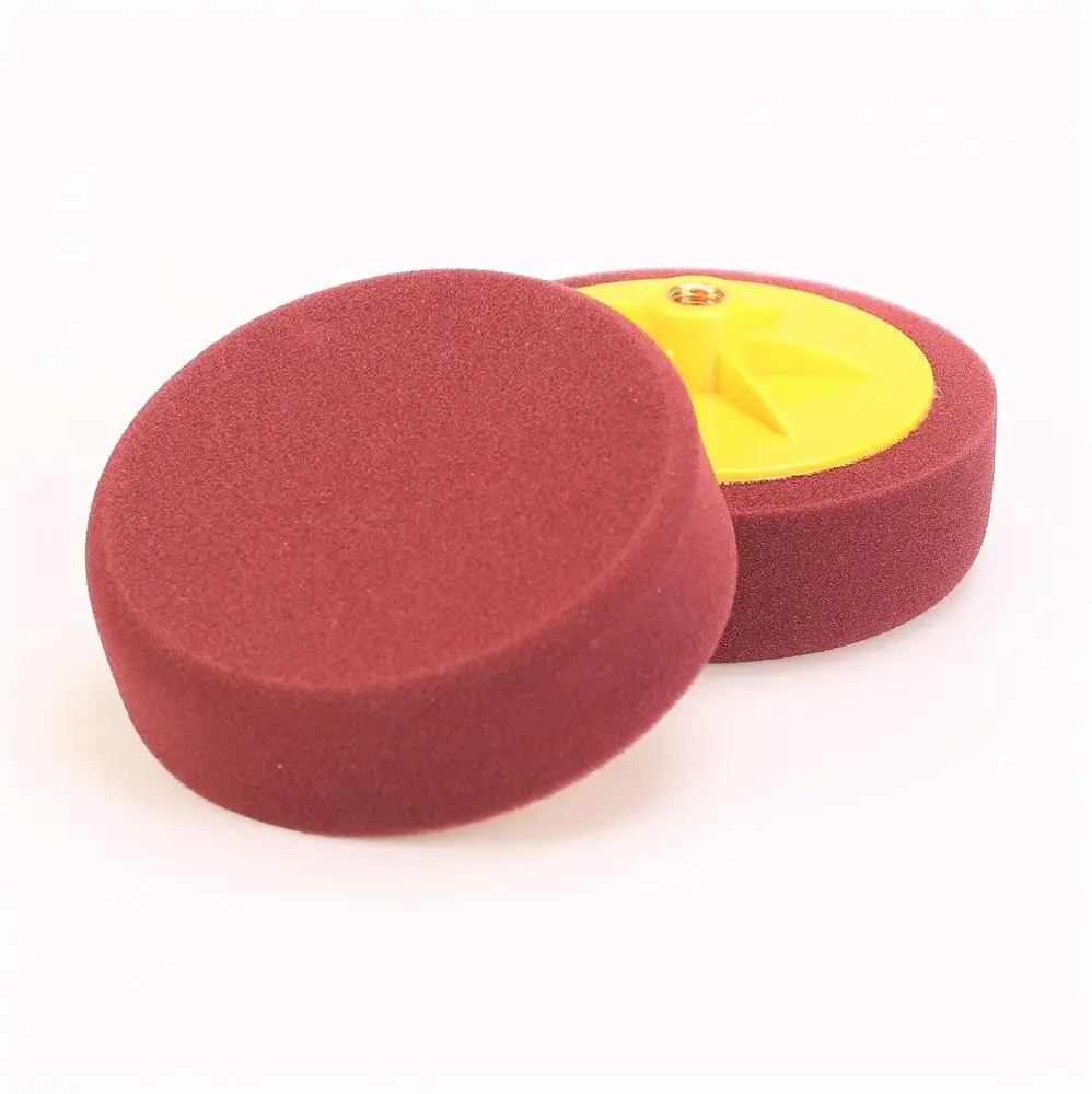 6inch maroon wheel shape car detailing polishing foam pad buffing pad with backing plate