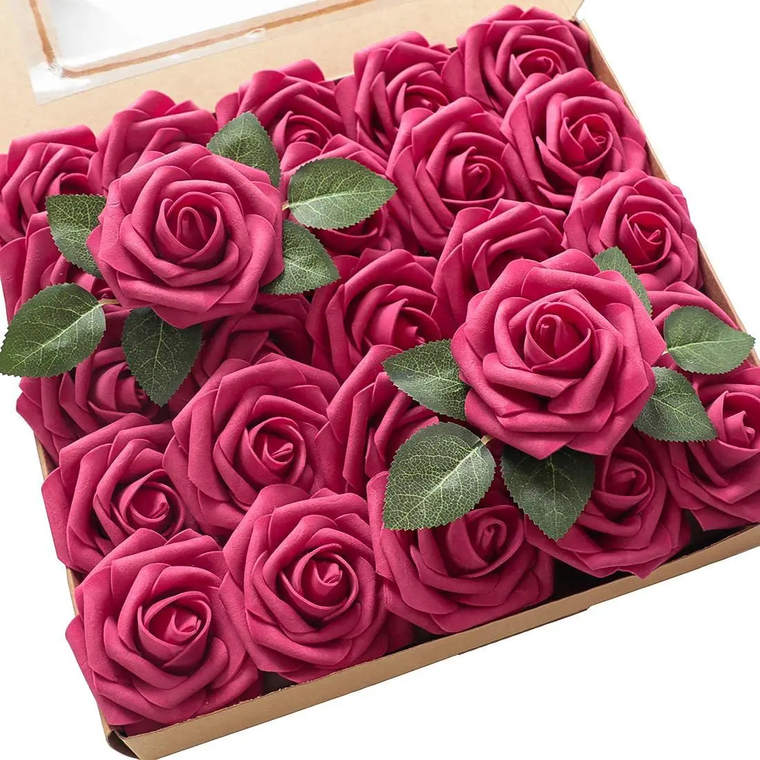OPP BAGS Foam Pe Roses Fake Flowers With Rods 25pcs Wedding Decorative Artificial Flowers