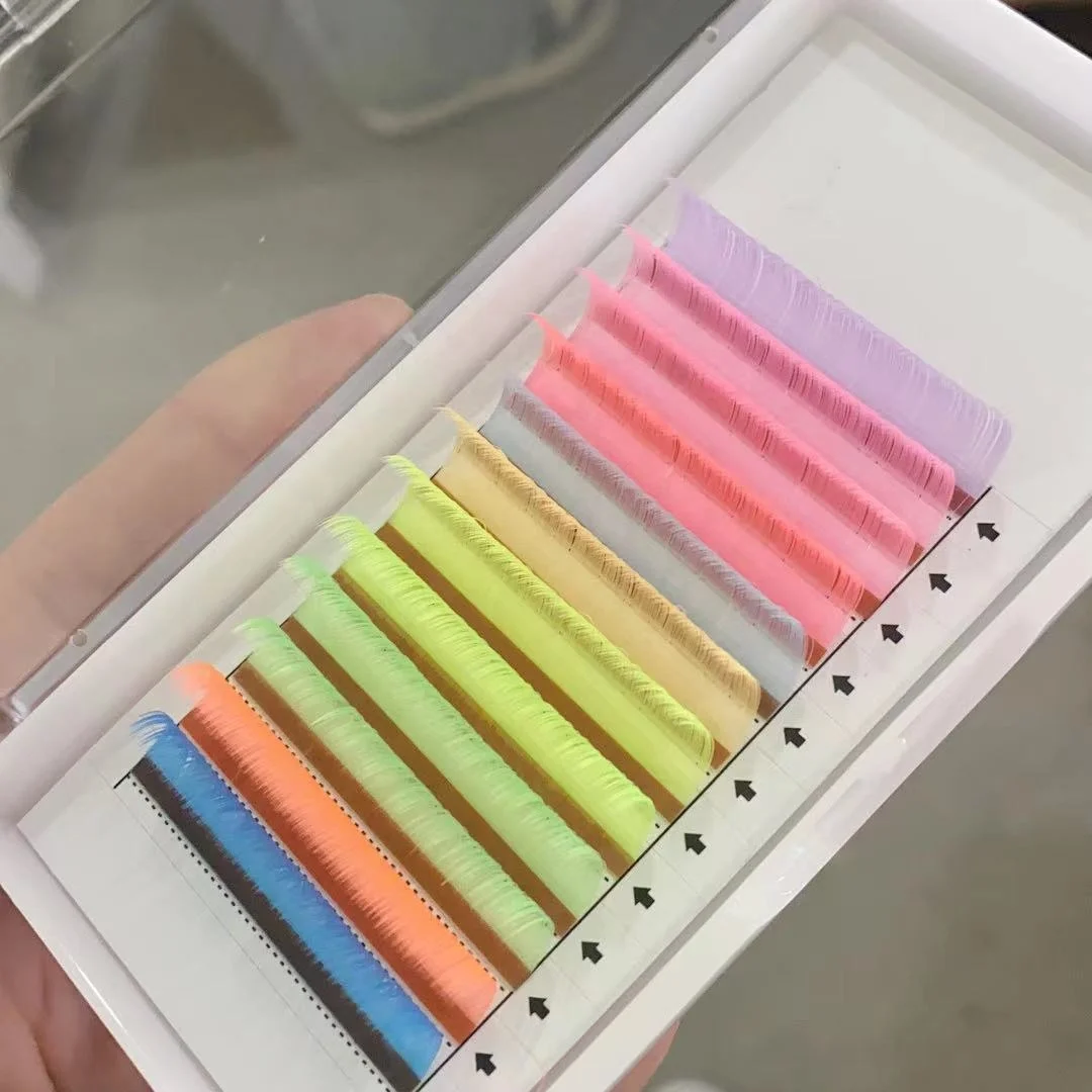 Coloured lashes tray  Wholesale Silk Eyelash Extensions  colored lash extensions
