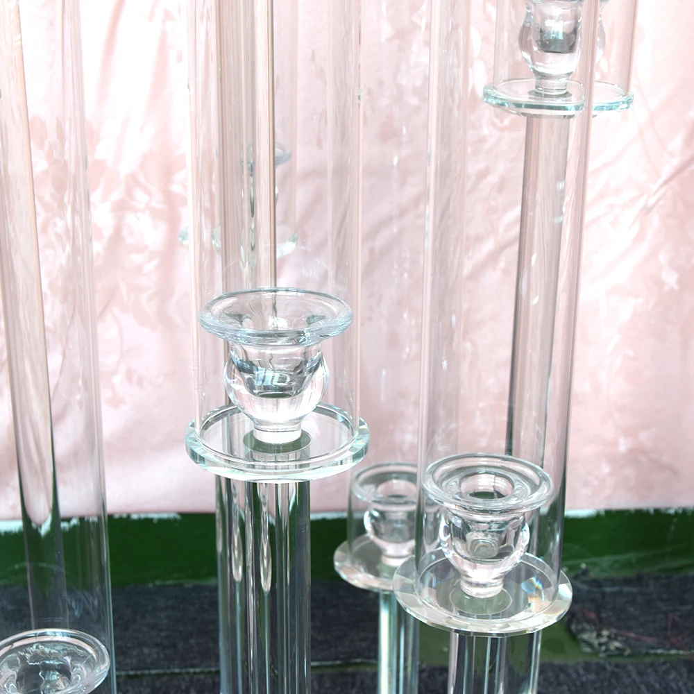 Wholesale tall 9 arms wedding table centerpiece glass candle holder crystal candelabra