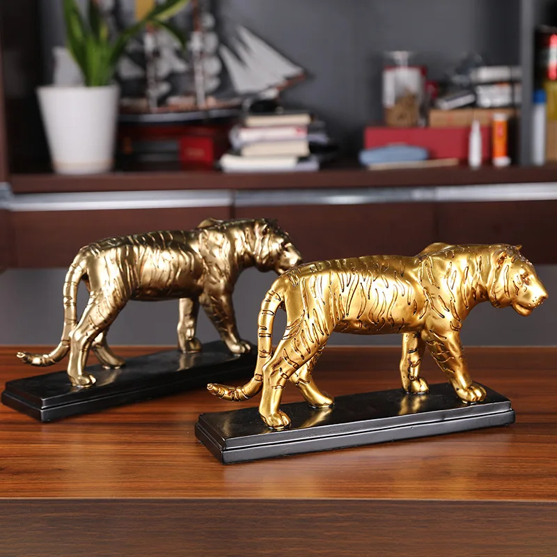 2024 resin animal crafts American Tiger Leopard Decoration Living Room Office Table Crafts Leopard Sculpture Resin Tiger Statue