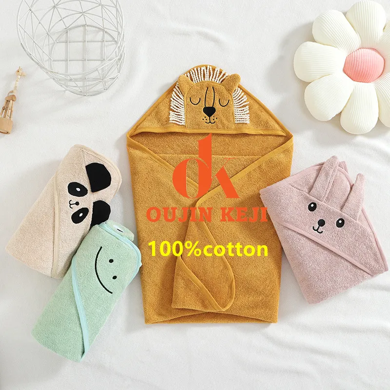 custom infant beach absorbent terry cloth 100% bamboo cotton blend muslin rabbit bear poncho hooded baby towels bath set