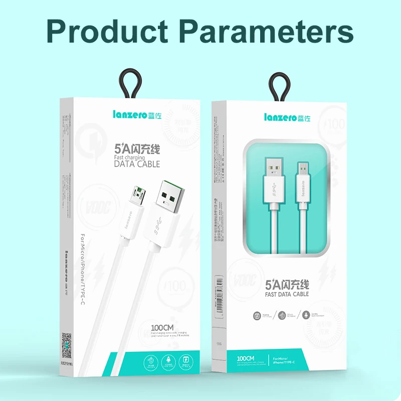  Lanzero оригинальный 5A Сверхбыстрая зарядка Type-C Micro Usb кабель для передачи данных