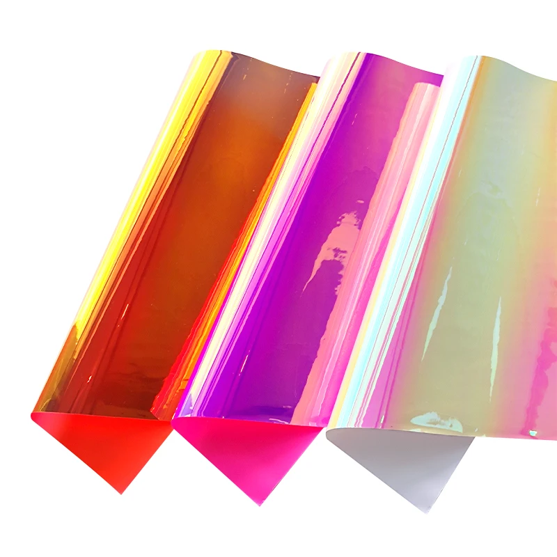 0.1mm Mirror Reflective Holographic Thin Soft One Side Glossy One Side Matte PVC Opaque Plastic Film for Packaging Decorative