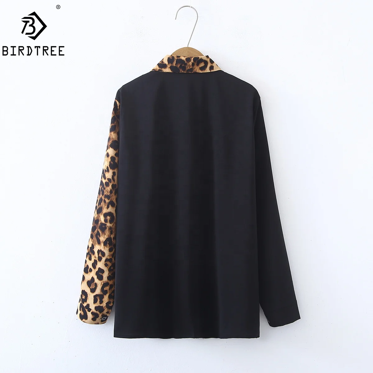 Wholesale Chiffon Shirts Spring New Women Leopard Printing Turn-Down Collar Patchwork Button Up Blouses Tops T25301X