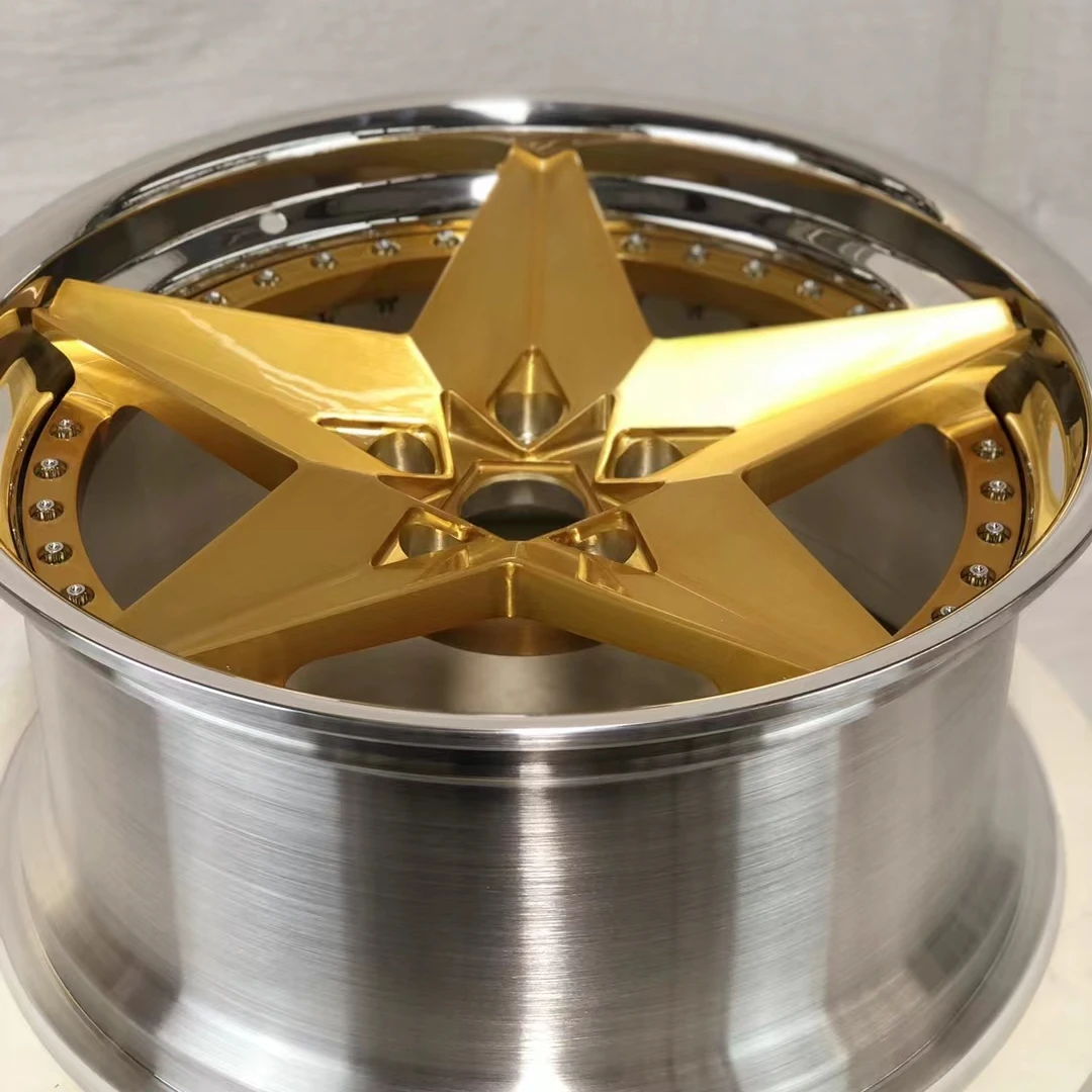 Customized 2 piece Forged rims disc with polished lip and chrome face  Concave deep lips  5*112 5*114.3 5*120