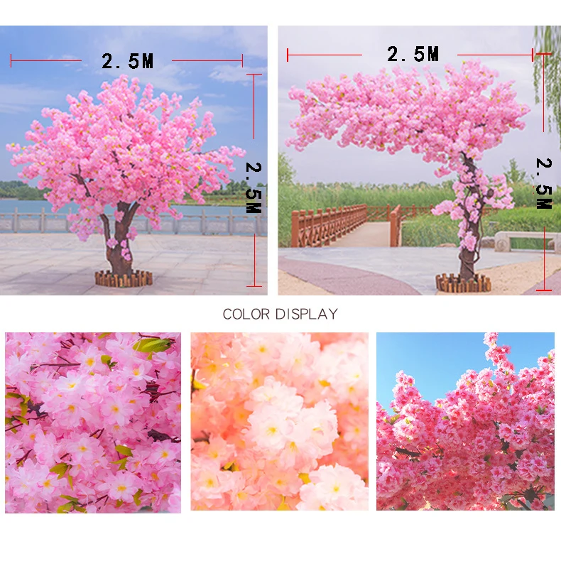 Large artificial trees cherry blossoms with FiberGlass trunk Silk flower leaf wedding outdoor indoor decoration