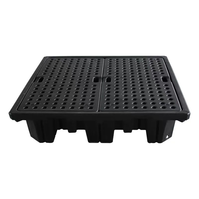 HIgh Quality Cheap Black spill containment tray  4 drum  spill containment pallet with drain for oil leakage