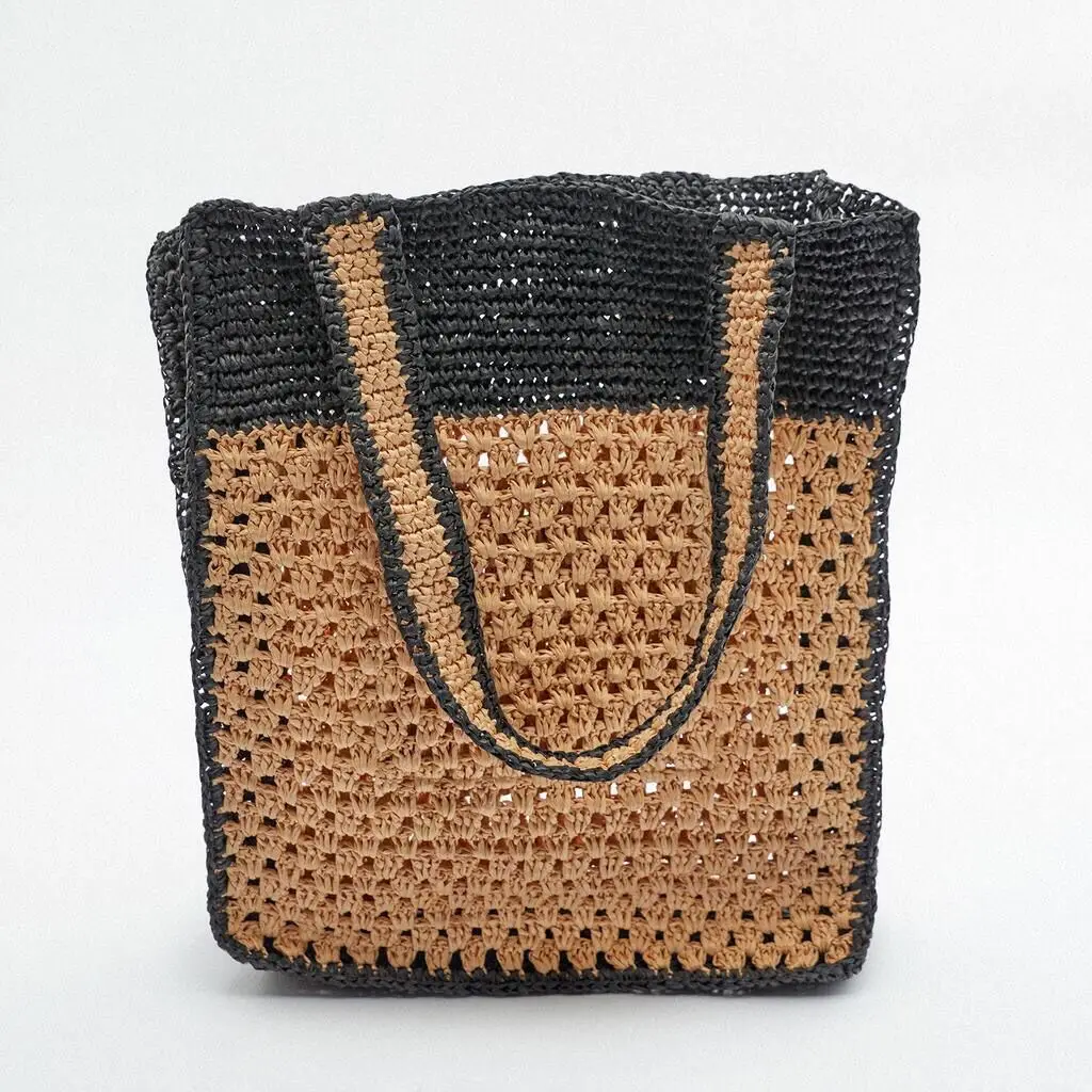 2022 The Newest Style Ladies Handbags Summer  Leisure Paper Straw Woven  Beach Tote  Fashion Custom Crochet Beach Travel Bag