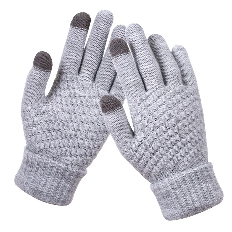 Cute lovely girls women style new cashmere brushed knitted gloves lady jacquard touch screen gloves keep warm winter gloves