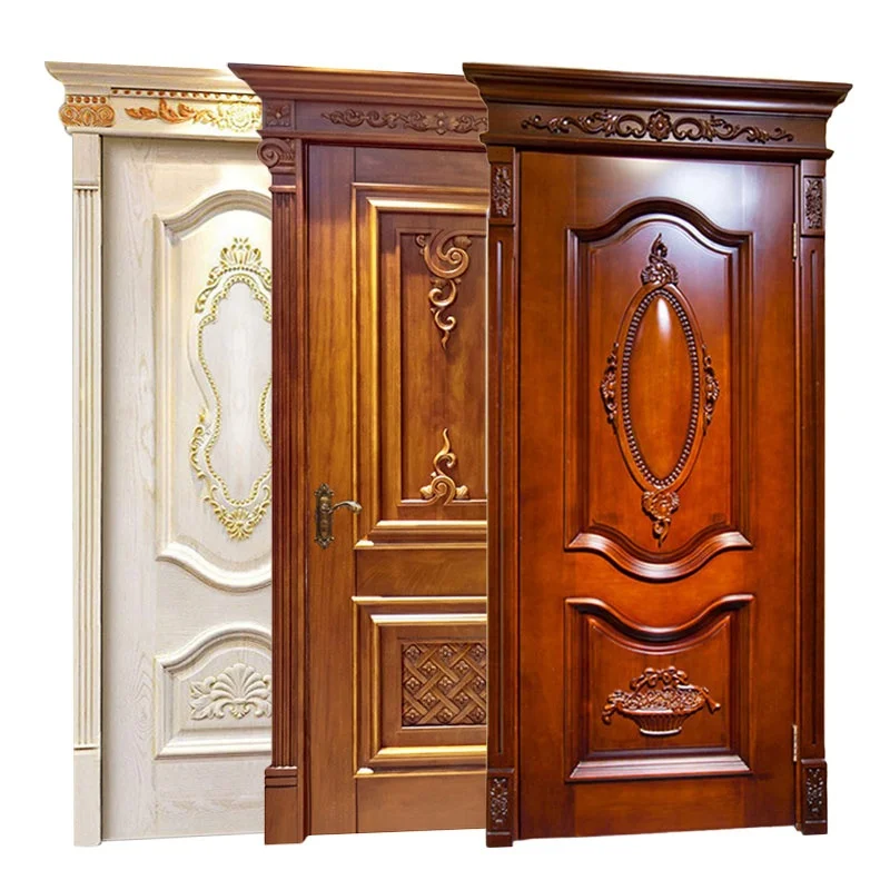 European retro model wooden door design factory direct sales silent walnut pure solid wood door