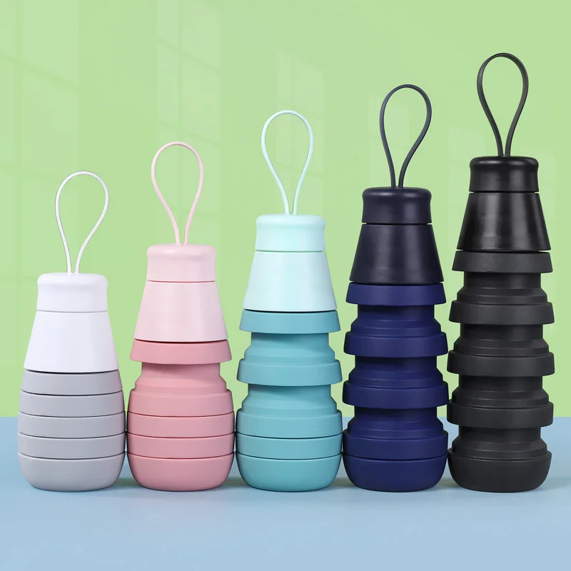 Горячий продавать BPA бесплатно герметичные портативный многоразовый термоконтейнер 500 мл Путешествия Туризм Кемпинг спорта на открытом воздухе Складная Силиконовая бутылка для воды