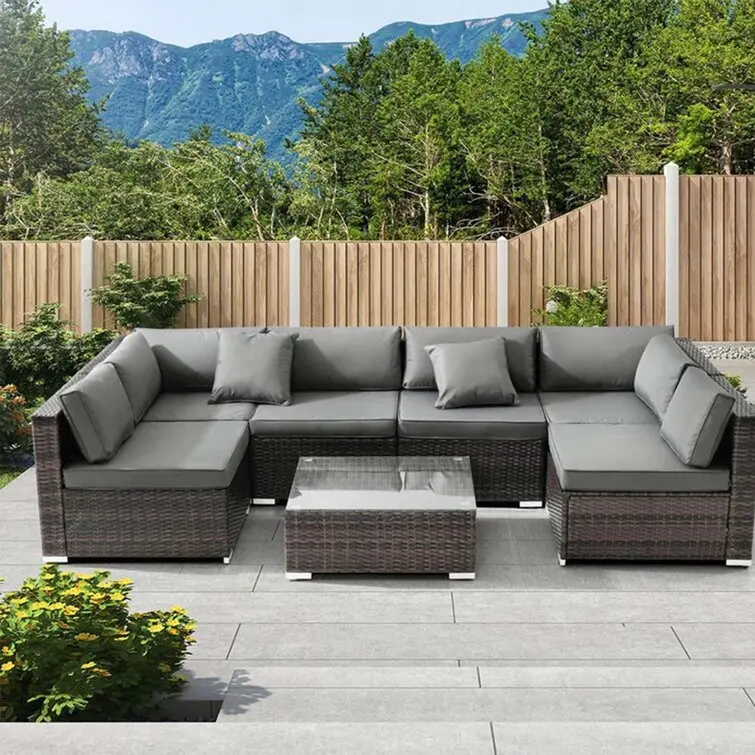 Practical diverse patio rattan sofa set luxury outdoor purple rattan effect furniture factory
