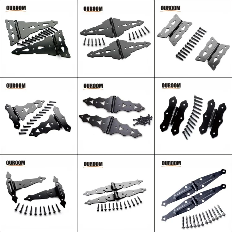 SANKINS Heavy Duty Decorative Spring Gate T Hinge Self Close T Hinge for Shed Door Garage Fence Wood Gates with Screws