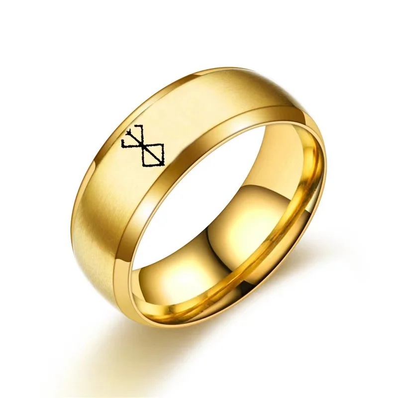 New Jianfeng Legend Animation Film Television Peripheral Logo BERSERK Series Jewelry Laser Engraving Ring for Men  Women