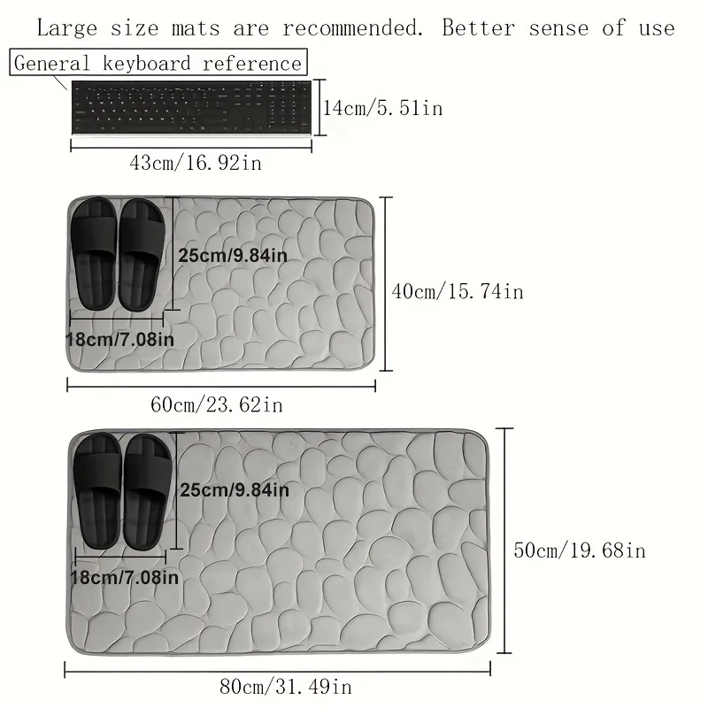 2024 Soft and Comfortable  Foam Bath Rug with Cobblestone Embossment Pads Shower Decor Bathroom Mat