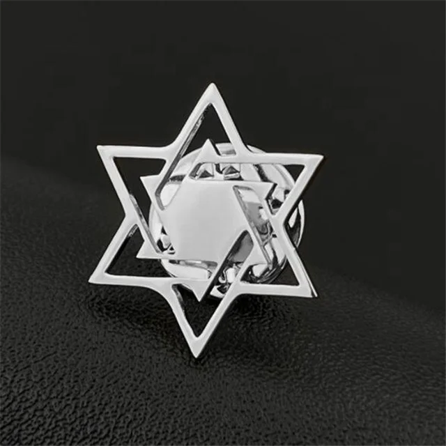 Модная брошь Yiwu Aceon из нержавеющей стали Magen David Star на лацкан шпора значок воротник религиозная мода в виде еврейской звезды