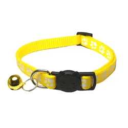 Pet Collar Ring Cat Buckle Paw Prints Polypropylene Fiber Adjustable Cat Puppy with Bell