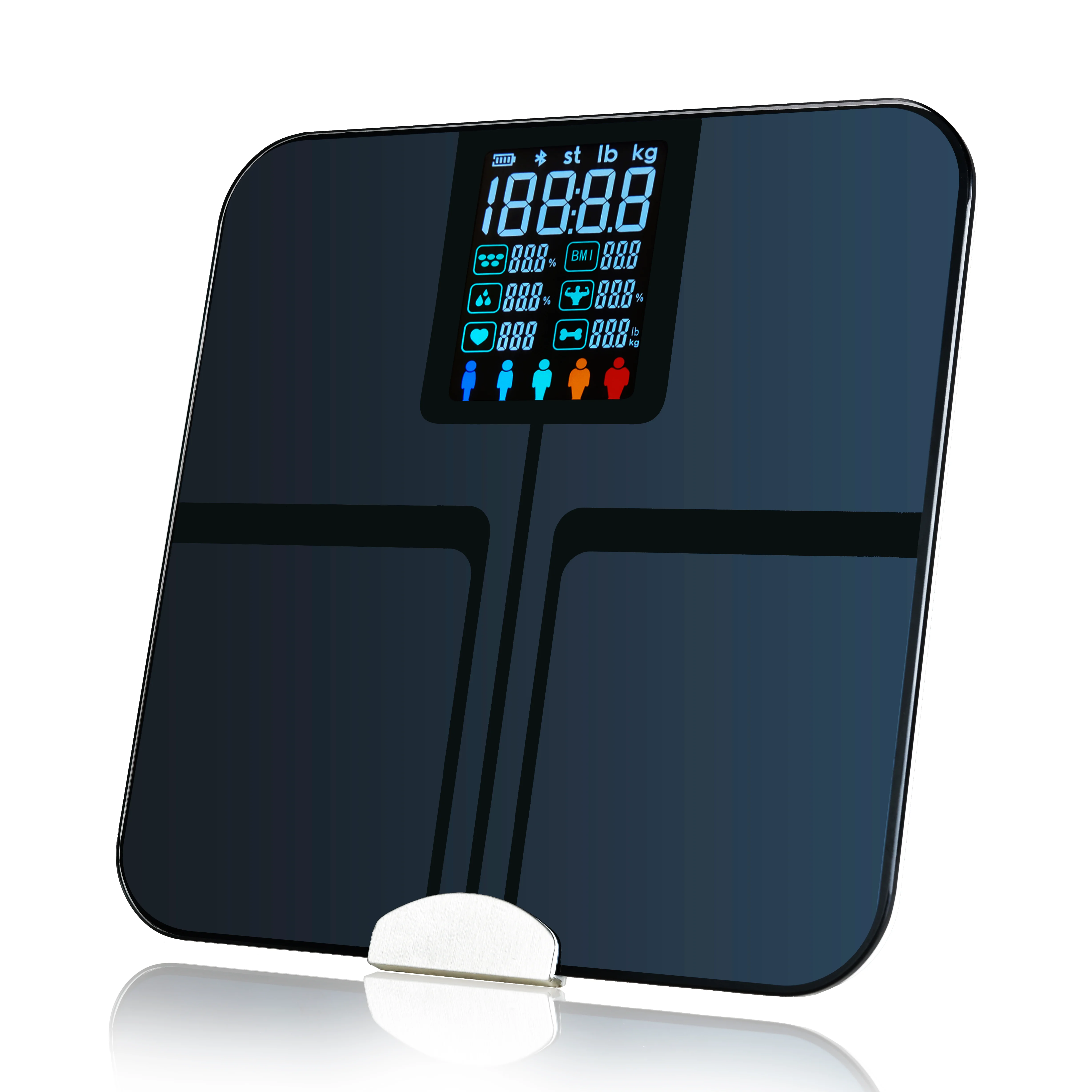 Genuine Bmi 200Kg Electronic Scales With Height Meter Analyzer Calculator Black Body Fat Scale