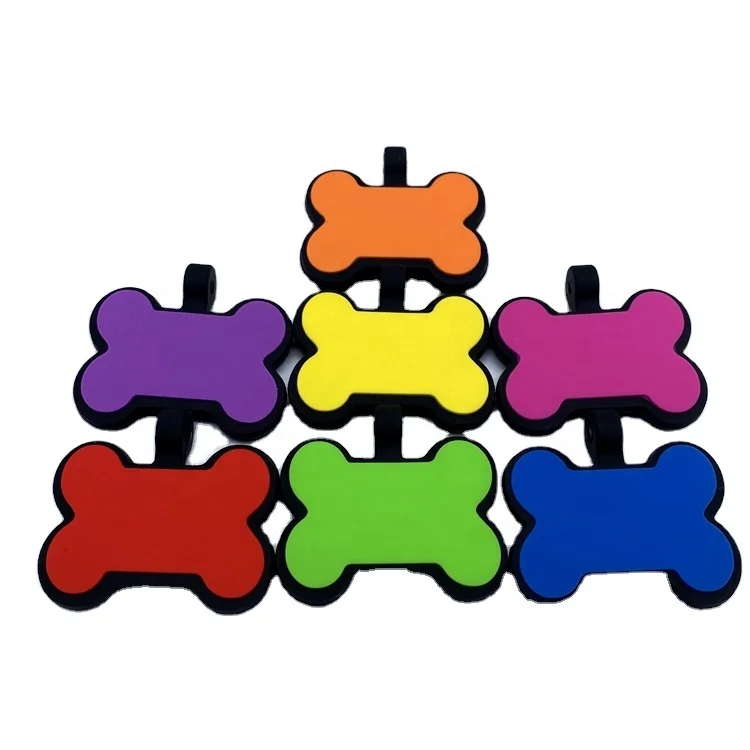  OKSILICONE Free Sample Bone Shape Dog Pet Name ID Tag Silicone Identify Rubber