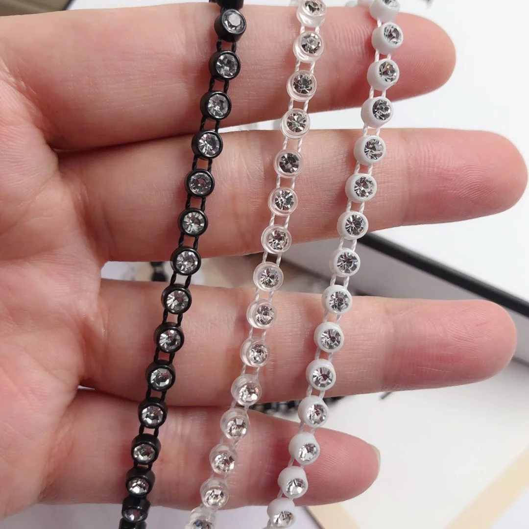 2.5-5Mm Rhinestone Chain Single Row Hand-Stitched Trimming Wire Diamond Chain Sew Clothing Accessories Diy Wedding Decorations