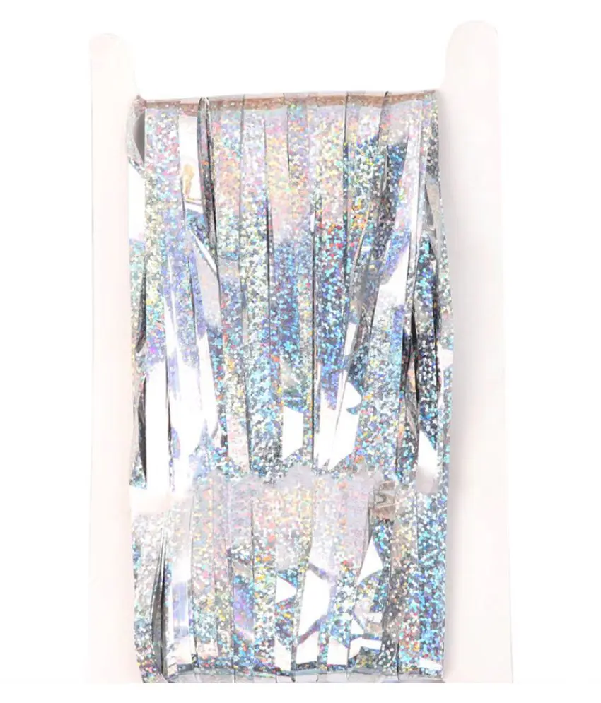 Занавеска лазерного цвета, Занавески Из Фольги в виде мишуры, занавески с металлической бахромой для украшения вечеринки, украшение на день рождения