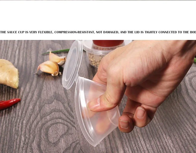 2oz clear disposable plastic chili patse sauce cup pp sauce containers with lids