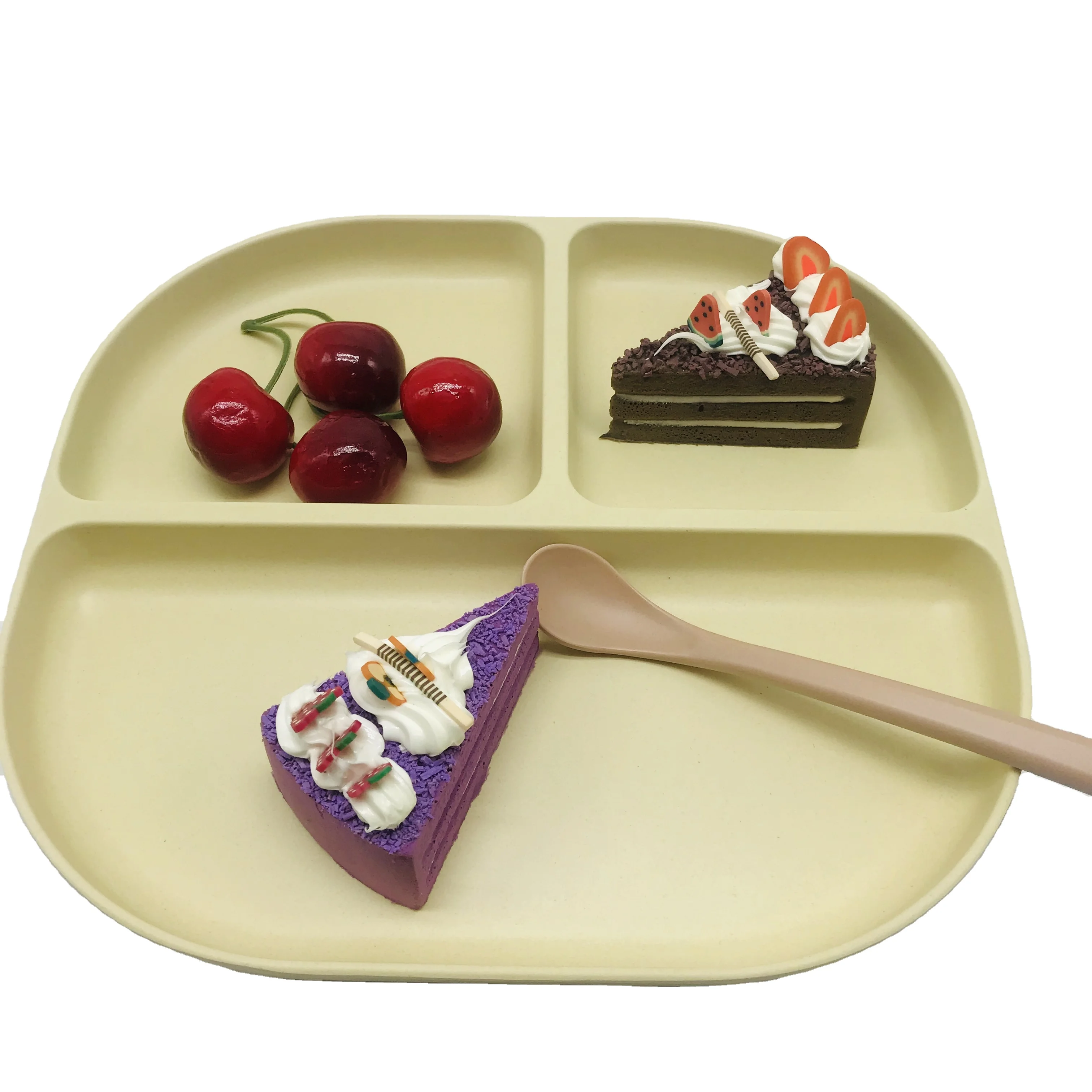Divided Bamboo Plates for Toddlers  BPA Free Dishwasher Safe Kids Plates with Dividers Snack tray