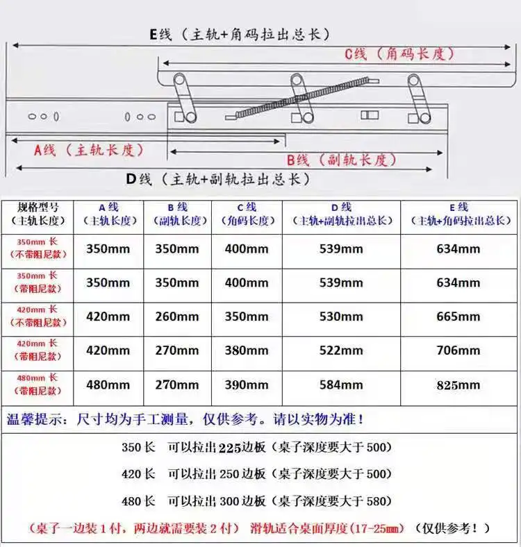 manufacturers hardware Heavy Duty Locking Automatic Lift Table Slide Telescopic folding dining table Bracket rail
