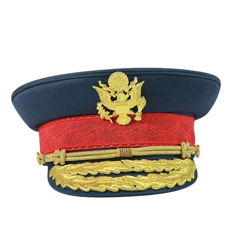 Suppliers wholesale a large number of gold and silk police hats police pointed officer hats embroidered hats