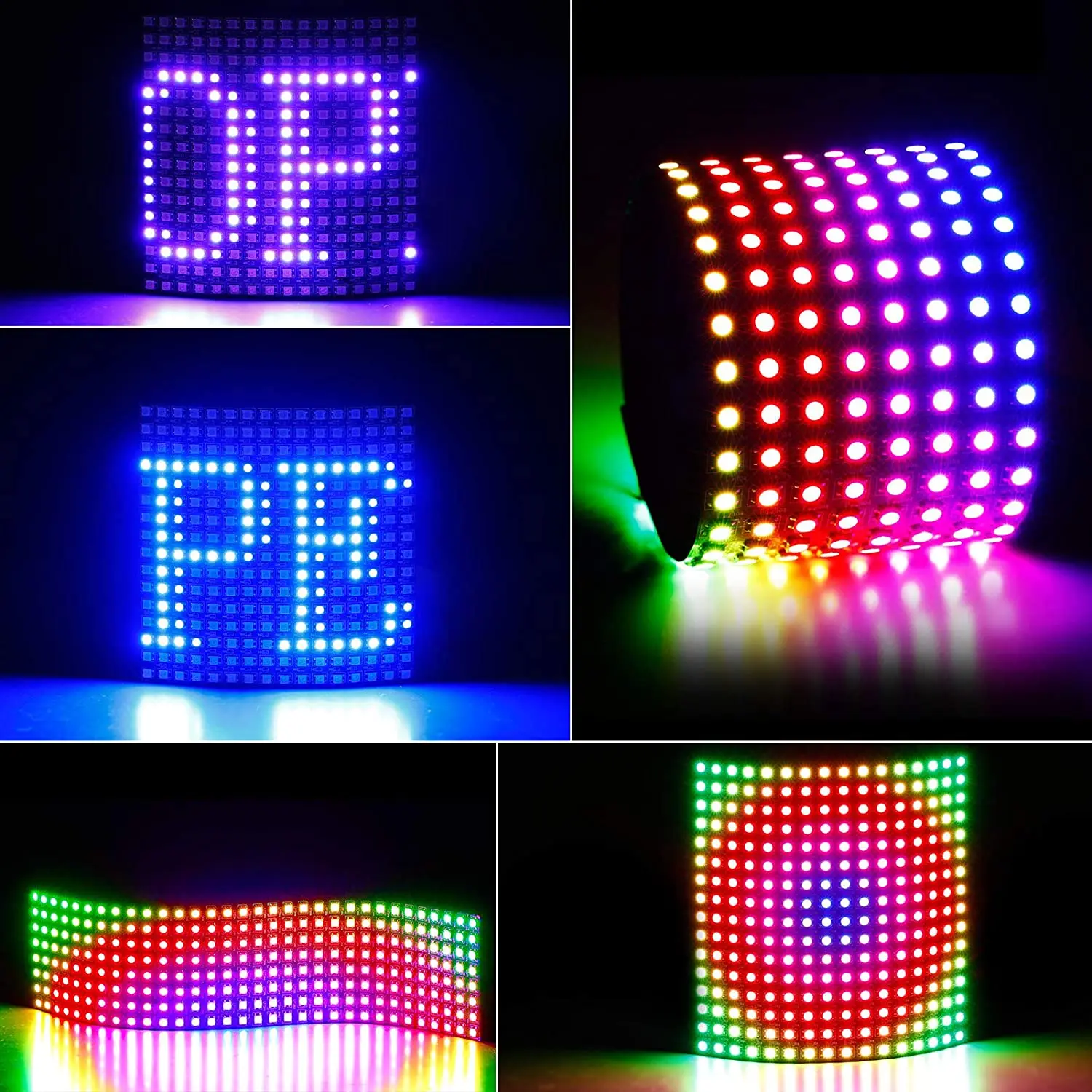 Built-IC Beads Strip Light Point Array 8*32/16*16/8*8 RGB Flex Panel Pixel Screen APA102C/WS2812B/SK6812 Flexible LED Display