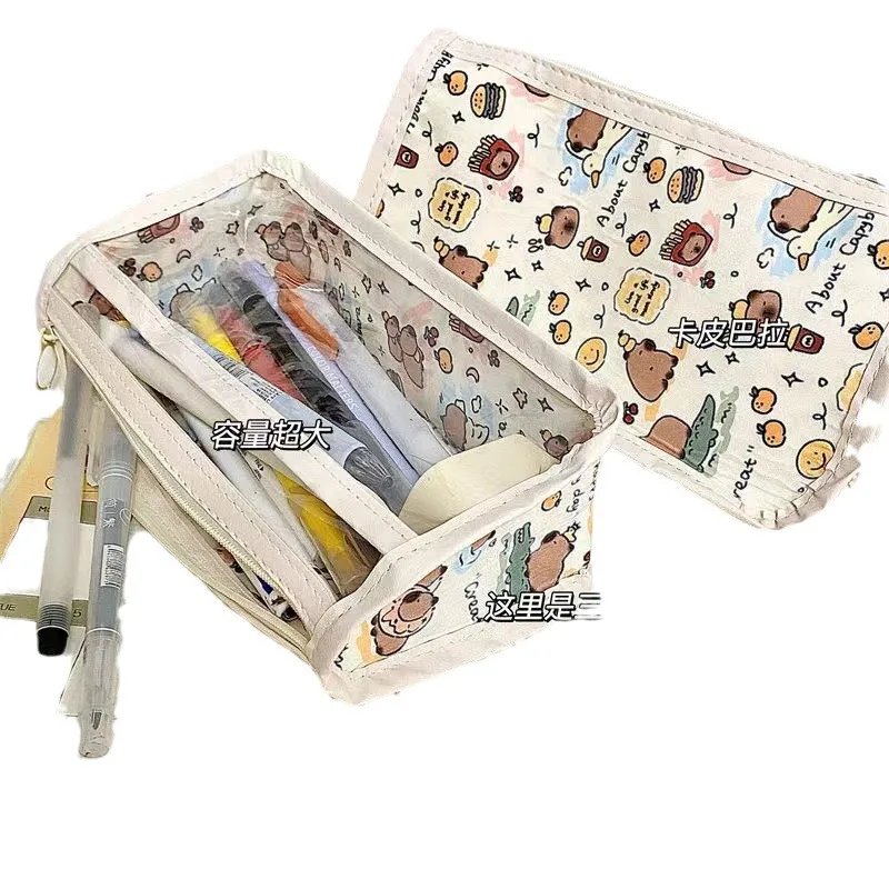 Оптовая продажа канцелярских принадлежностей полупрозрачная сумка для ручки на молнии большой емкости Пенал поп-пенал детей студентов