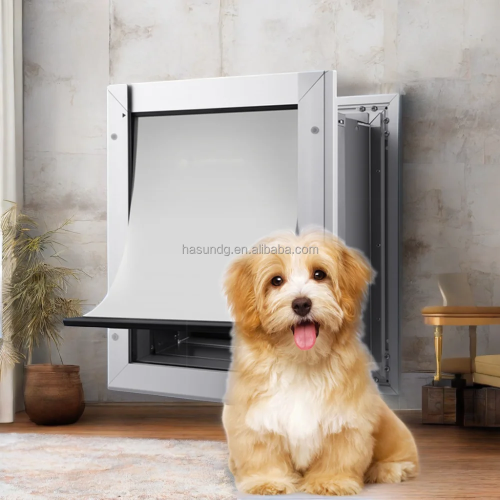 Pet Supplies Smart Protector Print Double-flap Aluminum Safety Dog Gate Doors and Hole Aluminum Fashion Sustainable Large Dogs