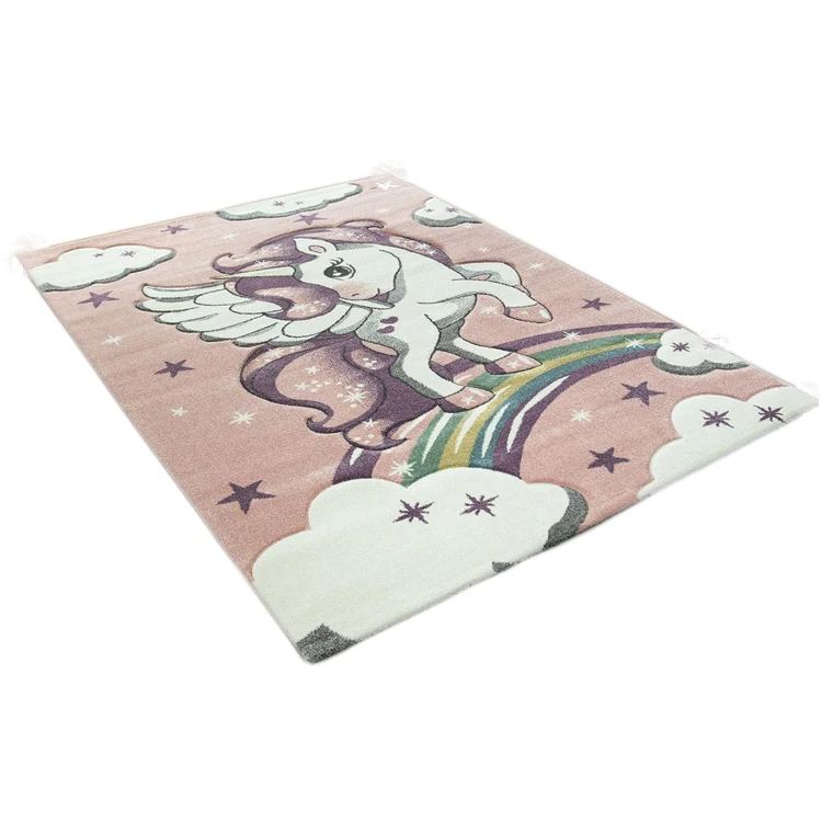 Comfortable customized design checkered hearts stars pink blue green kids rugs