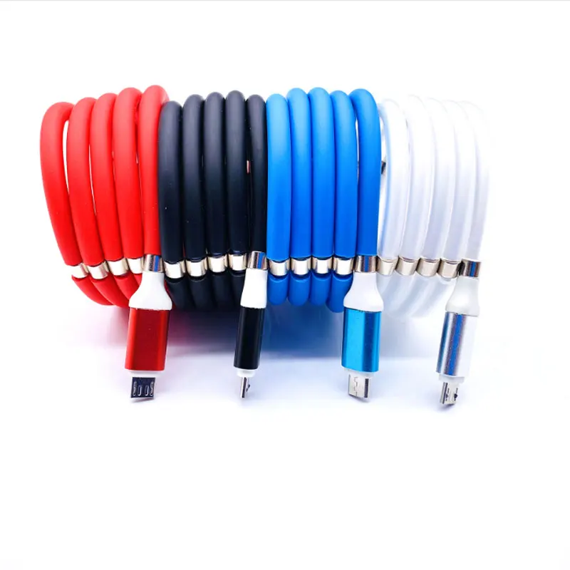
Self winding magnetic USB cable for charging and data transmission 