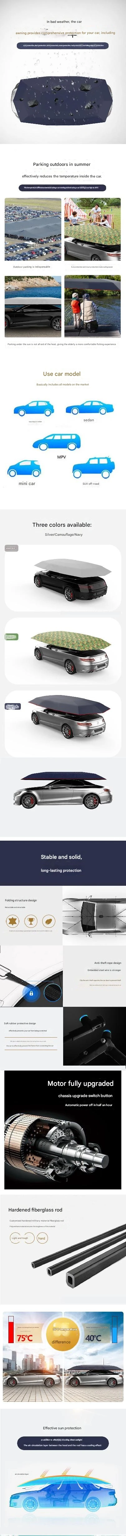 4.5m fully automatic car sunshade smart mobile garage canopy Heat insulation car coat sun protection car cover fold