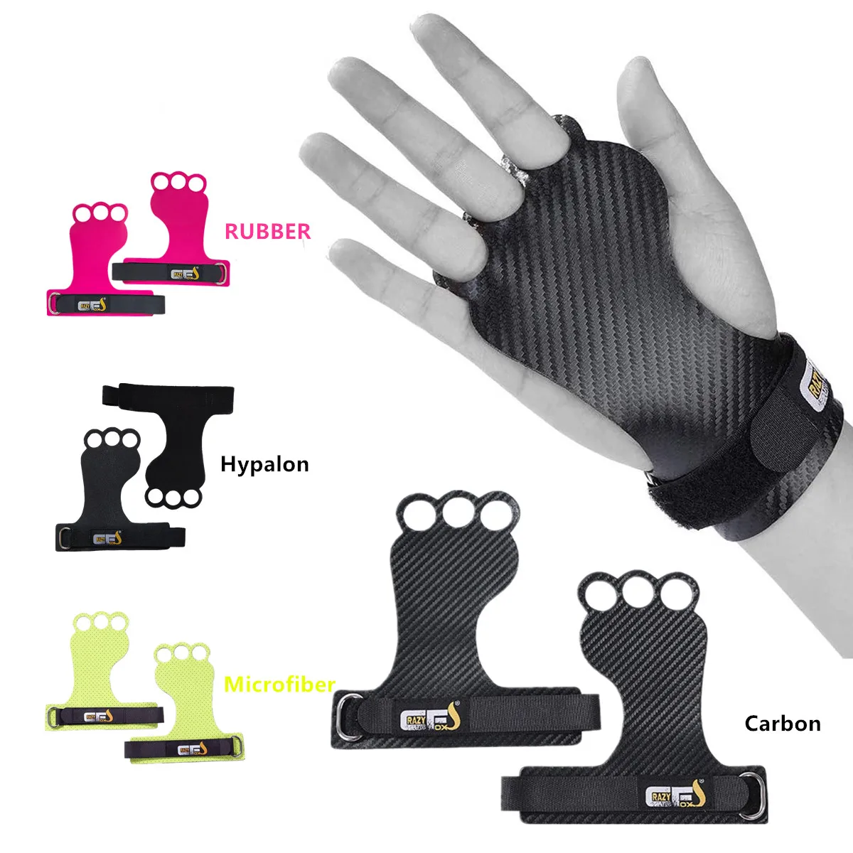 Frog 3 Holes Microfiber,Carbon,Rubber,Hypalon,Gymnastics hand Grips for Pull ups,Weight Lifting,Crossfit Training,Kettlebell