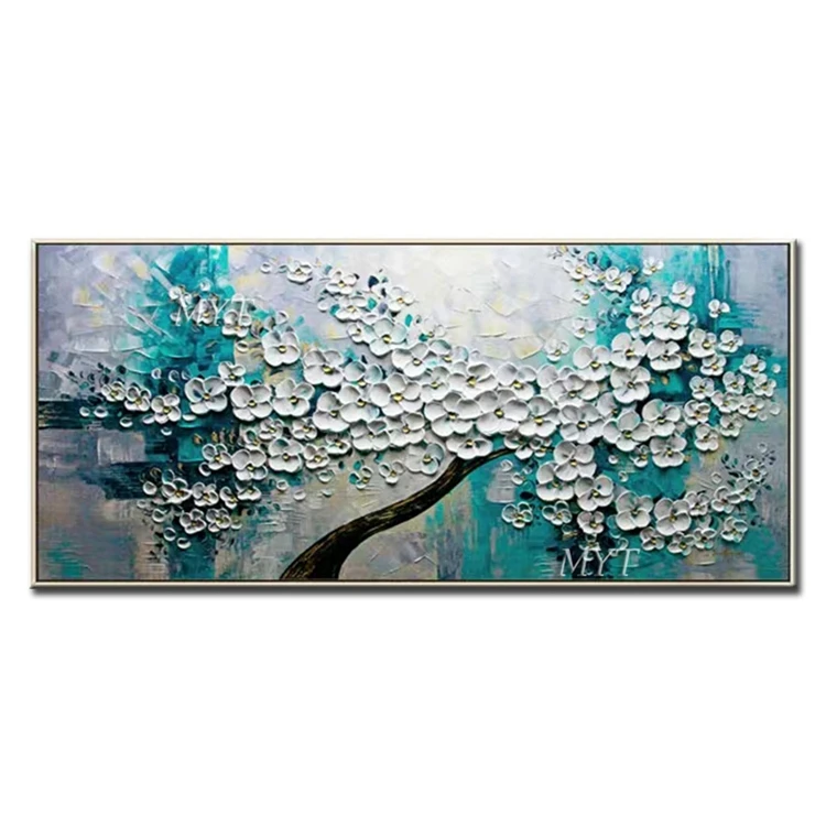 Ручная роспись палитра нож масляная живопись холст большой размер цветок стена искусство абстрактные толстые картины
