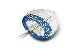 Handcrafted hand fan with natural bamboo material colorful heart shaped plam leaf hand fan for summer