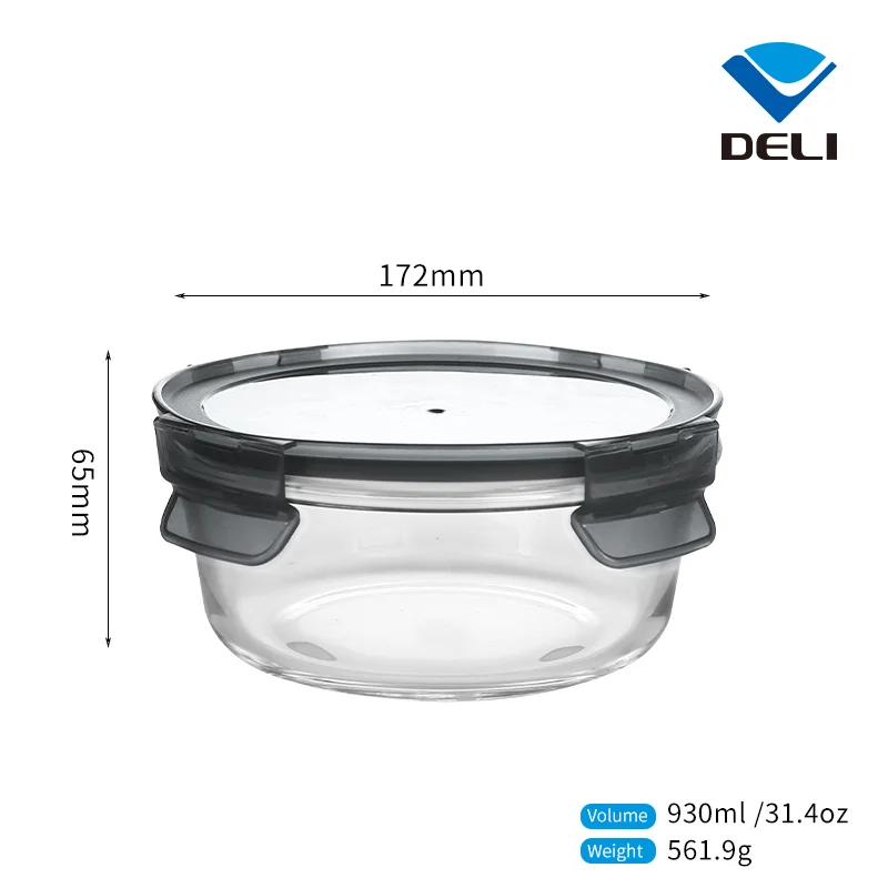 Китайский производитель DELI 930 мл 31 4 унций прозрачный стеклянный контейнер для хранения еды кухни