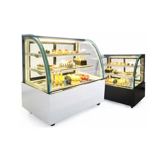 Commercial Cake Bakery Display Square Equipment Glass Refrigerator Showcase With Marble Base