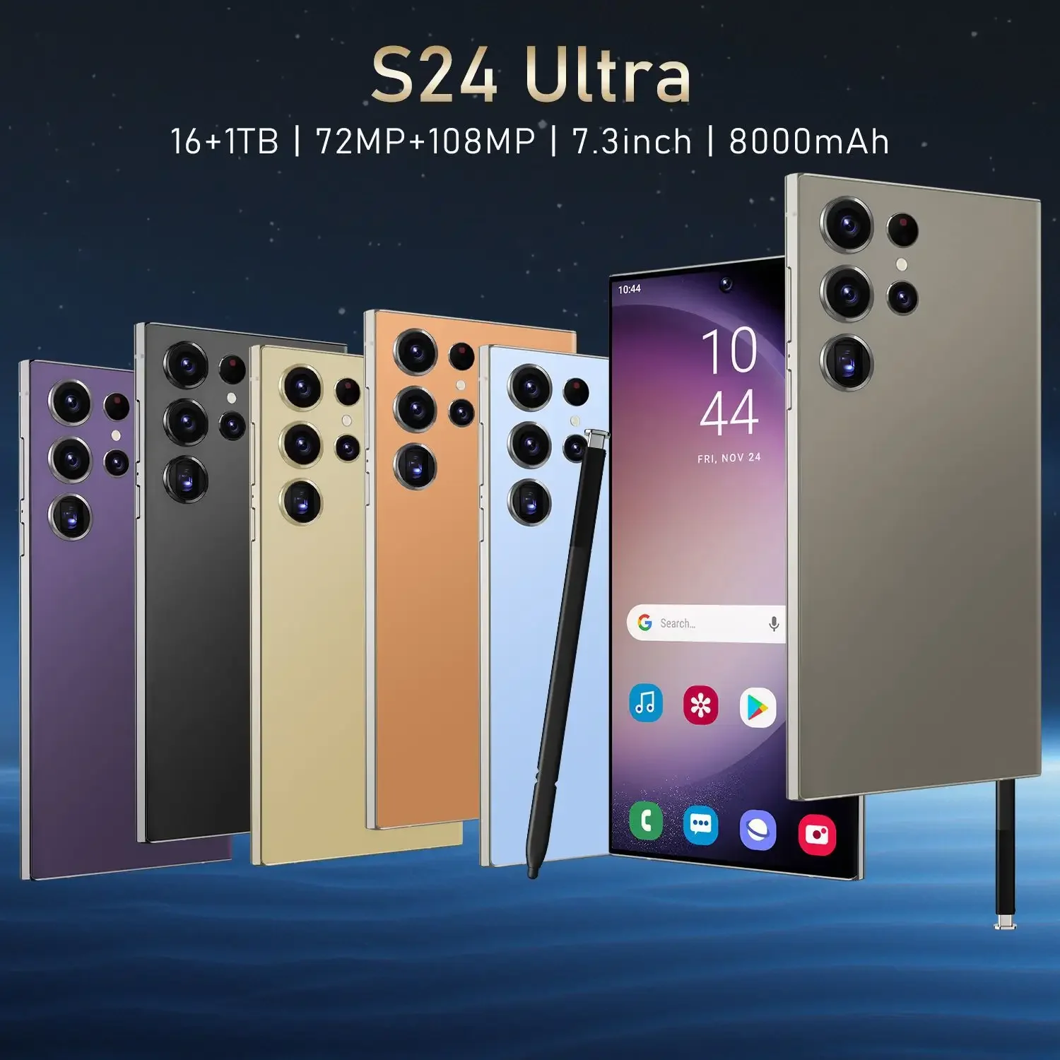 Sansun S24 Ultra Cell Phone 7.3 Inch Screen 8-core Dual Sim 4G 5G Brand New S24 ultra Clone Phone Android 13 Original Smartphone
