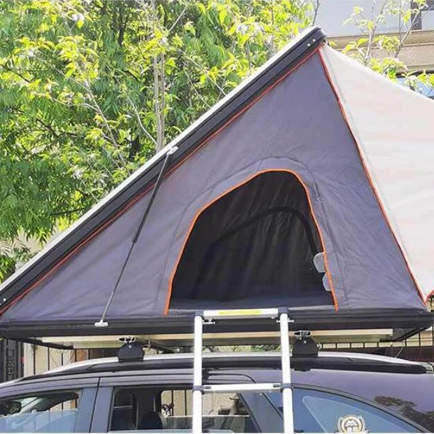 2024 Light Weight Car Triangle 4 Person Aluminum Hardshell Roof Top Tent with Solar