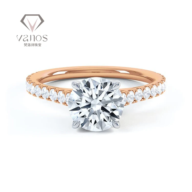 Vanos New Design Claw Setting HPHT Lab Grown Diamond Ring 9K 10K 14K 18k Rose Gold Fine Jewellery Lab Created Diamond Ring Price