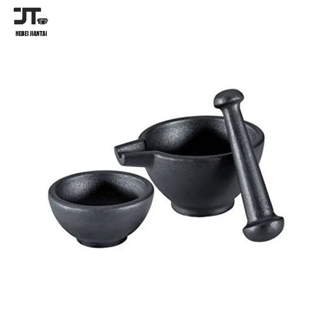 3-Piece Mortar and Pestle Set Pre-seasoned Cast Iron Grinder Set for Spices and Seeds